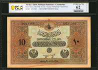 TURKEY. De tte Publique Ottomane. 10 Livres, 1918. P-110x. Counterfeit. PCGS Banknote Uncirculated 62 Details. Stains, Minor Adhesive Residue.

Counte...