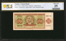 TURKEY. Turkiye Cumhuriyet Merkez Bankasi. 50 Kurus, 1930 (1942). P-134. PCGS Banknote Very Fine 25 Details. Rust, Minor Adhesive Residue.

Interim is...