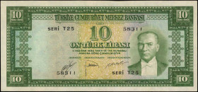 TURKEY. Turkiye Cumhuriyet Merkez Bankasi. 10 Turk Lirasi, 1930. P-157. About Uncirculated.

Estimate: $100.00-$200.00