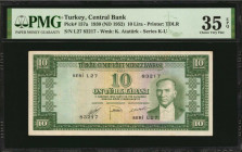 TURKEY. Turkiye Cumhuriyet Merkez Bankasi. 10 Lira, 1930 (ND 1952). P-157a. PMG Choice Very Fine 35 EPQ.

Estimate: $40.00-$70.00