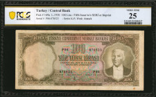 TURKEY. Turkiye Cumhuriyet Merkez Bankasi. 100 Lira, 1930. P-169a. PCGS Banknote Very Fine 25.

Fifth issue. Without Seri or imprint.

Estimate: $100....