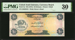 UNITED ARAB EMIRATES. United Arab Emirates Currency Board. 10 Dirhams, ND (1973). P-3a. PMG Very Fine 30.

Estimate: $50.00-$100.00