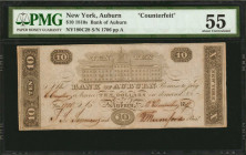 UNITED STATES. Bank of Auburn, New York. 10 Dollars, 1810s. Counterfeit. PMG About Uncirculated 55.

PMG comments "Spindle Holes." Counterfeit.

Estim...