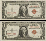 UNITED STATES. Lot of (2).Hawaii Emergency Notes. 1 Dollar, 1935A. Fr-2300. Consecutive. Uncirculated.

A duo of consecutive WWII era $1 Hawaii Emerge...