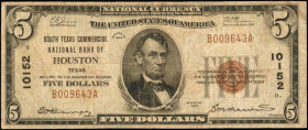 UNITED STATES. South Texas Commercial NB of Houston. 5 Dollars, 1929 Ty. 1. Fr. 1800-1. CH #10152. Fine.

A Fine offering of this Texas National Bank ...