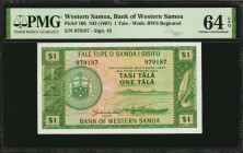 WESTERN SAMOA. Bank of Western Samoa. 1 Tala, ND (1967). P-16b. PMG Choice Uncirculated 64 EPQ.

Estimate: $75.00-$125.00