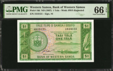 WESTERN SAMOA. Bank of Western Samoa. 1 Tala, 1967. P-16d. PMG Gem Uncirculated 66 EPQ.

Gem paper quality.

Estimate: $100.00-$200.00