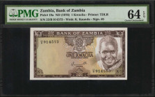 ZAMBIA. Bank of Zambia. 1 Kwacha, ND (1976). P-19a. PMG Choice Uncirculated 64 EPQ.

Estimate: $50.00-$100.00