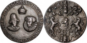 SCOTLAND. Marriage of James VI and Anne of Denmark Base Metal Medal, ND (1590). Edinburgh Mint (?). VERY FINE.

Diameter: 57mm; Weight: 64.3 gms. A ve...