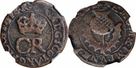 SCOTLAND. 2 Pence (Turner), ND (1642-50). Edinburgh Mint; mm: lozenge. Charles I. NGC VF Details--Environmental Damage.

S-5602; KM-69. Evenly granula...