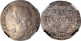 SCOTLAND. 1/4 Dollar (Merk), 1681. Edinburgh Mint; mm: F. Charles II. NGC VF-20.

S-5620; KM-110.1. Weight: 6.54 gms. Second Coinage. Pleasing pale to...