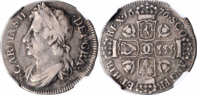 SCOTLAND. 1/8 Dollar (1/2 Merk), 1676. Edinburgh Mint; mm: F. Charles II. NGC F-15.

S-5622; KM-112. Weight: 3.09 gms. Second Coinage. Dark steel-brow...