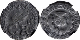 SCOTLAND. 2 Pence (Turner), ND (1663). Edinburgh Mint; mm: rosette. Charles II. NGC Fine Details--Environmental Damage.

S-5625; KM-100. Dark olive-br...