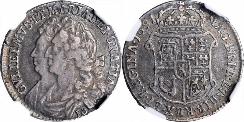 SCOTLAND. 10 Shillings, 1691. Edinburgh Mint. William II & Mary II. NGC VF-25.

...