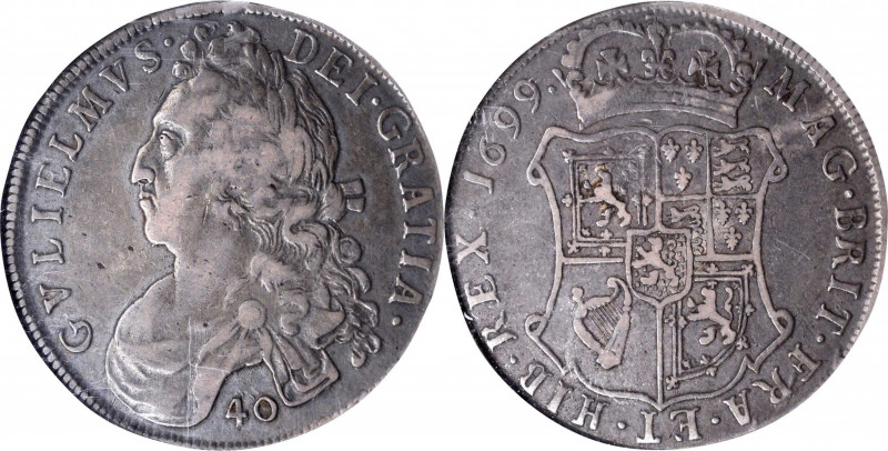SCOTLAND. 40 Shillings, 1699. Edinburgh Mint. William II. NGC VF-25.

S-5684; KM...