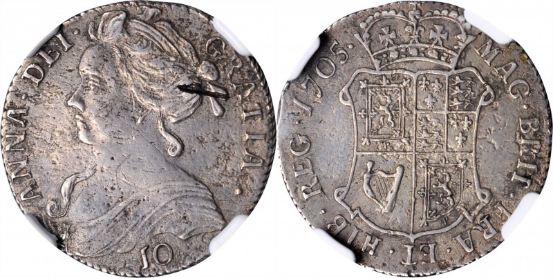 SCOTLAND. 10 Shillings, 1705. Edinburgh Mint. Anne. NGC EF Details--Cleaned.

S-...