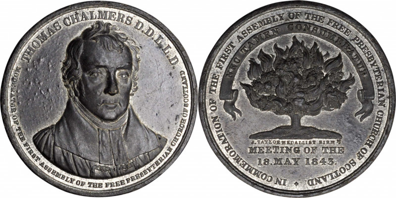 SCOTLAND. Free Presbyterian Church of Scotland/Thomas Chalmers White Metal Medal...