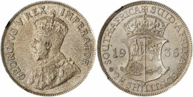 SOUTH AFRICA. 2-1/2 Shillings, 1936. NGC MS-61.

KM-19.3. A presentable, well struck coin with finely speckled toning and soft underlying luster. A ve...
