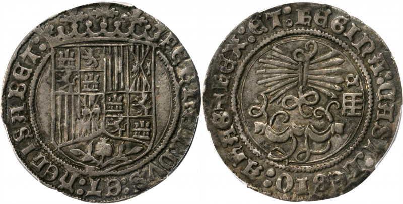 SPAIN. Real, ND (1474-1504). Segovia Mint. Ferdinand V & Isabel I. PCGS EF-45 Go...