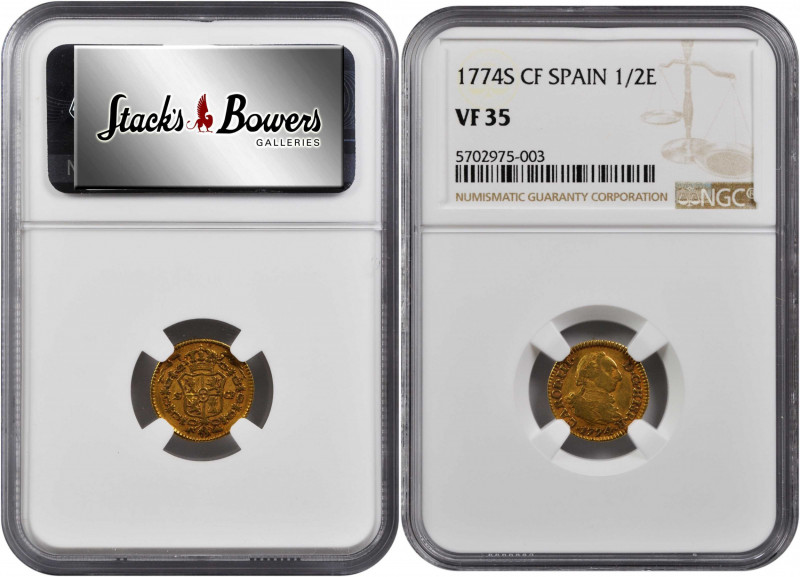 SPAIN. 1/2 Escudo, 1774-S CF. Seville Mint. Chares III. NGC VF-35.

Fr-291; KM-4...