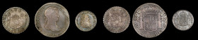 SPANISH COLONIAL. Silver Colonial Trio (3 Pieces), 1750-1821. Grade Range: FINE to EXTREMELY FINE.

1) Peru. 4 Reales, 1821-JP.
2)Mexico. 2 Reales, 17...