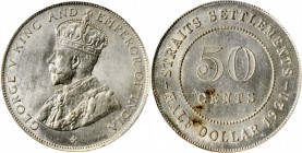 STRAITS SETTLEMENTS. 50 Cents, 1921. PCGS MS-63 Gold Shield.

KM-35.1. A bright, well struck coin with shimmering luster and no toning. There noticeab...