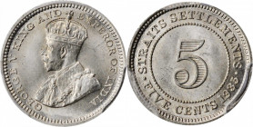 STRAITS SETTLEMENTS. 5 Cents, 1935. PCGS MS-66 Gold Shield.

KM-36. A blast white Gem, bursting with cartwheel luster and with excellent eye appeal.

...
