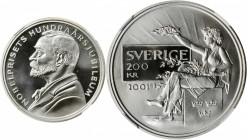 SWEDEN. 200 Kronor, 2001-B. NGC PROOF-69 Ultra Cameo.

KM-919. Nobel Prize Centennial issue. A handsome Proof with hard mirrored fields and frosted ca...