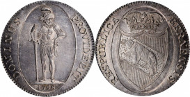 SWITZERLAND. Bern. Taler, 1798. PCGS MS-63 Gold Shield.

KM-164; Dav-1760A; HMZ-2-218e. An attractive Taler with sharp design detail, soft luster, and...