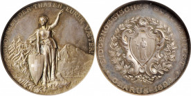 SWITZERLAND. Glarus Shooting Festival Silver Medal, 1892. NGC MS-63.

R-808b. Diameter: 45mm. By Huguenin Freres. A handsome, high profile Medal with ...