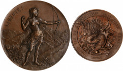 SWITZERLAND. Geneva Shooting Bronze Medal, 1896. NGC MS-65 Brown.

R-691c. Diameter: 47mm. By F. Beauverd and Hugues Bovy. Obverse features Helvetia s...
