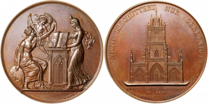 SWITZERLAND. Bronze 300th Anniversary of the Reformation in Bern Medal, 1828. UN...
