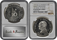 UNITED ARAB EMIRATES. Ras Al-Khaimah. 10 Riyals, 1970. NGC PROOF-68 Ultra Cameo.

KM-31. Death of Dwight Eisenhower. A brilliant Proof with hard mirro...