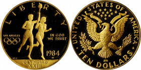 UNITED STATES OF AMERICA. Gold 10 Dollars, 1984-W. West Point Mint. PROOF.

KM-211. Weight: 16.76 gms. Struck for the 1984 Olympic Games. An attractiv...