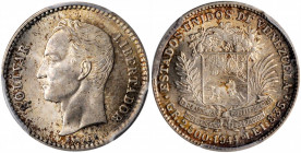 VENEZUELA. 1/2 Bolivar, 1944. PCGS MS-66+ Gold Shield.

KM-Y-21a. Pop: 1, none graded finer by PCGS. Variety with accent mark. A lustrous and attracti...
