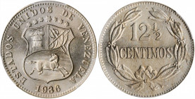VENEZUELA. 12-1/2 Centimos, 1936. Philadelphia Mint. PCGS MS-65+ Gold Shield.

KM-Y-28. Pop: 1, only one graded finer by PCGS. A gorgeous coin with bl...