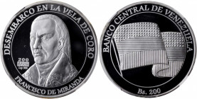 VENEZUELA. 200 Bolivares, ND (2010). NGC PROOF-70 Ultra Cameo.

KM-Y-97. Francisco de Miranda. A technically flawless Proof with hard mirrored fields ...