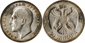 YUGOSLAVIA. 50 Dinara, 1932. London Mint. PCGS MS-64 Gold Shield.

KM-16. A pleasing example of the type, combining satiny luster with gentle peripher...