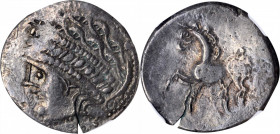 CELTIC. Central Europe. East Noricum. AR Tetradrachm (10.75 gms), 2nd Century B.C. NGC EF, Strike: 4/5 Surface: 3/5.

Lanz-159. Samobor A type. Obvers...