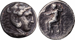 MACEDON. Kingdom of Macedon. Alexander III (the Great), 336-323 B.C. AR Tetradrachm (17.10gms), Uncertain mint. FAIR.

Obverse: Head of Herakles right...