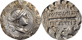 MACEDON. Under the Romans. AR Tetradrachm (16.81 gms), Amphipolis Mint, First Meris, ca. 167-149 B.C. CHOICE EXTREMELY FINE. Wavy Flan, Scrape, Scratc...