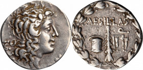 MACEDON. Under the Romans. AR Tetradrachm (15.76 gms), Uncertain mint, Aesillas (Quaestor, ca. 95-70 B.C.). CHOICE VERY FINE.

HGC-3.1, 1110. Obverse:...