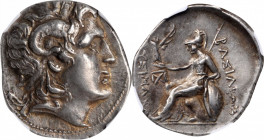 THRACE. Kingdom of Thrace. Lysimachos, 323-281 B.C. AR Tetradrachm (17.02 gms), Uncertain mint. NGC Ch EF, Strike: 4/5 Surface: 4/5. Die Shift.

cf. H...