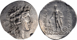 THRACE. Maroneia. AR Tetradrachm (16.01 gms), Late 2nd-mid 1st centuries B.C. NGC Ch AU, Strike: 5/5 Surface: 4/5.

HGC-3.2, 1556. Obverse: Wreathed h...