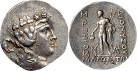 THRACE. Maroneia. AR Tetradrachm (16.44 gms), Late 2nd-mid 1st centuries B.C. CHOICE VERY FINE.

HGC-3.2, 1556. Obverse: Wreathed head of young Dionys...