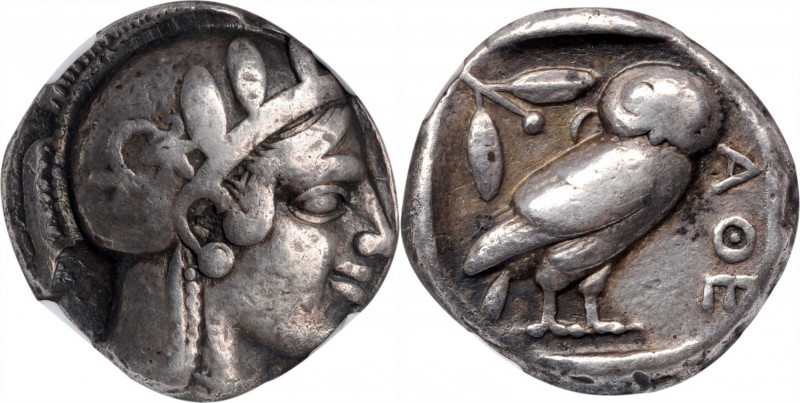 ATTICA. Athens. AR Tetradrachm (17.01 gms), ca. 454-440 B.C. NGC F, Strike: 4/5 ...