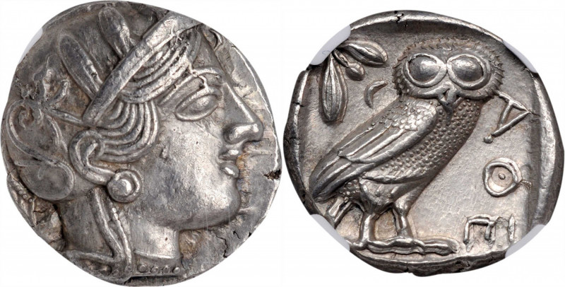 ATTICA. Athens. AR Tetradrachm (17.14 gms), ca. 454-404 B.C. NGC Ch AU, Strike: ...