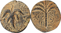 JUDAEA. Bar Kochba Revolt, 132-135 C.E. AE 24 (9.04 gms), Jerusalem Mint, attributed to Year 3 (134/5 C.E.). CHOICE VERY FINE.

Mildenberg-123 (O10/R8...
