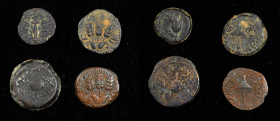 JUDAEA. Quartet of Bronze Denominations (4 Pieces). Average Grade: CHOICE FINE.

This offering presents bronze denominations from John Hyrkanos I, Agr...