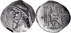 PARTHIA. Mithradates II, 121-91 B.C. AR Drachm (4.04 gms), Ekbatana Mint, ca. 120/19-109 B.C. NGC MS, Strike: 5/5 Surface: 3/5.

Sellwood-26.2; Shore-...